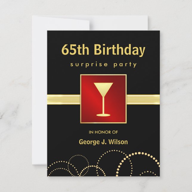Invitación 65.o Fiesta de sorpresa del cumpleaños - foto (Anverso)
