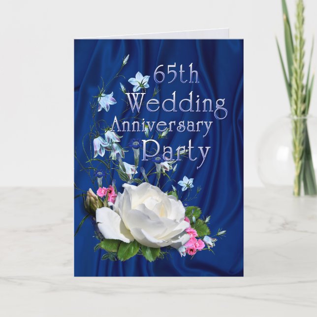 Invitación 65.o Rosas blancos del aniversario de boda (Anverso)