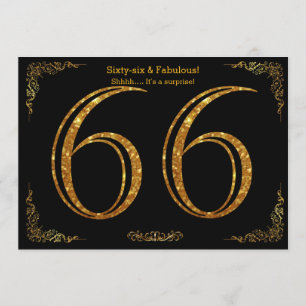 Invitación 66ª fiesta de cumpleaños, Gatsby styl, purpurina d