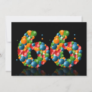 Invitación 66.ª fiesta de cumpleaños, con burbujas y bolas