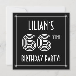 Invitación 66th Birthday Party: Art Deco Style w/ Custom Name