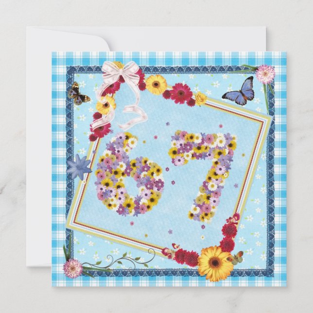 Invitación 67.ª fiesta de cumpleaños Flores de invitación, ma (Anverso)