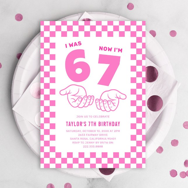 Invitación 67 Tendencia de Meme Rosa Fiesta de Cumpleaños de  (Subido por el creador)