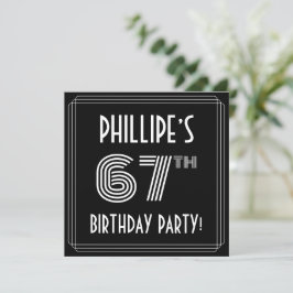 Invitación 67th Birthday Party: Art Deco Style w/ Custom Name