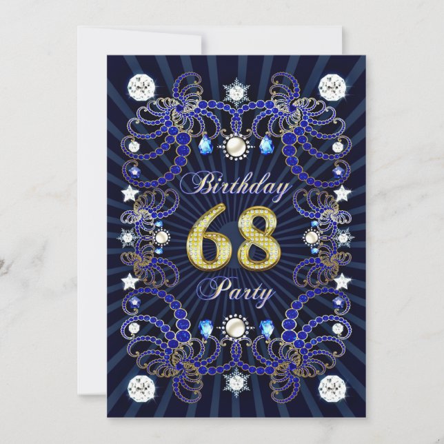 Invitación 68ª fiesta de cumpleaños con masas de joyas (Anverso)