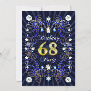 Invitación 68ª fiesta de cumpleaños con masas de joyas