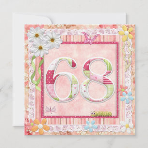 Invitación 68.ª fiesta de cumpleaños estilo scrapbooking