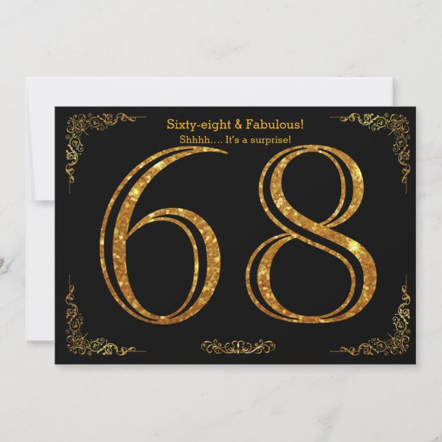 Invitación 68.o Fiesta de cumpleaños, styl de Gatsby, (Anverso)
