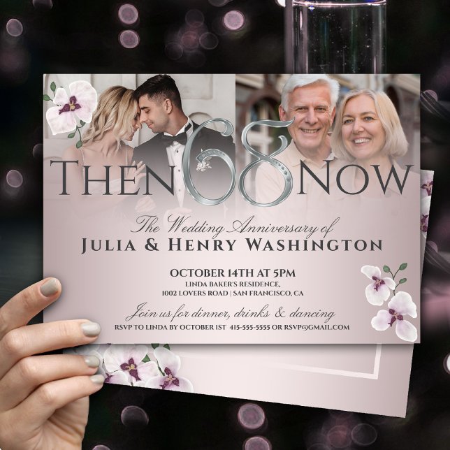 Invitación 68th Anniversary Refined Orchid Then And Now (Subido por el creador)