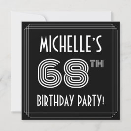 Invitación 68th Birthday Party: Art Deco Style w/ Custom Name