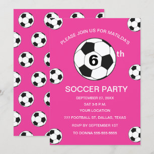 Invitación 6.ª fiesta de cumpleaños Chicas rosados deportivos