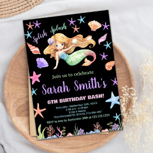 Invitación 6.ª morada bajo el mar Cumpleaños de la Sirenita
