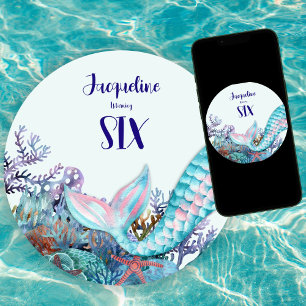 Invitación 6.ª Sirenita acuarela De Cumpleaños Bajo El Mar