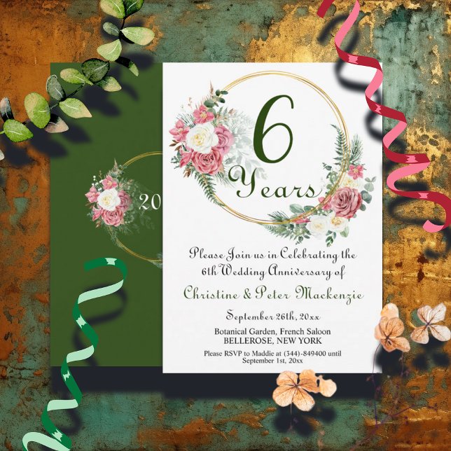 Invitación 6.º Aniversario del Boda del Azúcar Rosas Marco de (Subido por el creador)