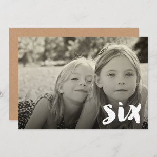Invitación 6.º cumpleaños Chicas número seis foto superposici