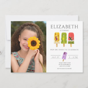 Invitación 6.º cumpleaños fiesta de helados de palmitas de ve