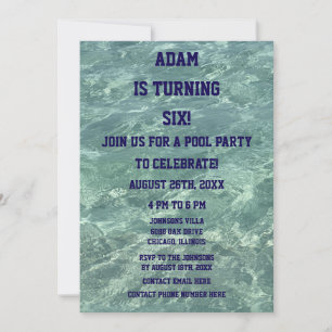 Invitación 6.º Cumpleaños Sexta Piscina Fiesta Beach Art 2025