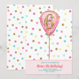 Invitación 6.º globo de fiesta de cumpleaños