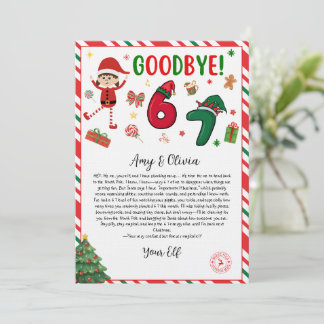 Invitación 6 7 elf goodbye letter - funny elf letter - 67