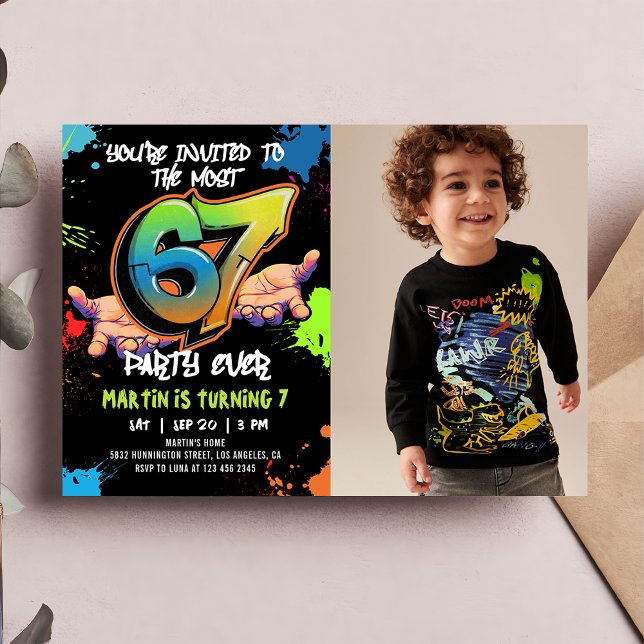 Invitación 6 7 Meme Graffiti Seis Siete Cumpleaños Foto (Subido por el creador)