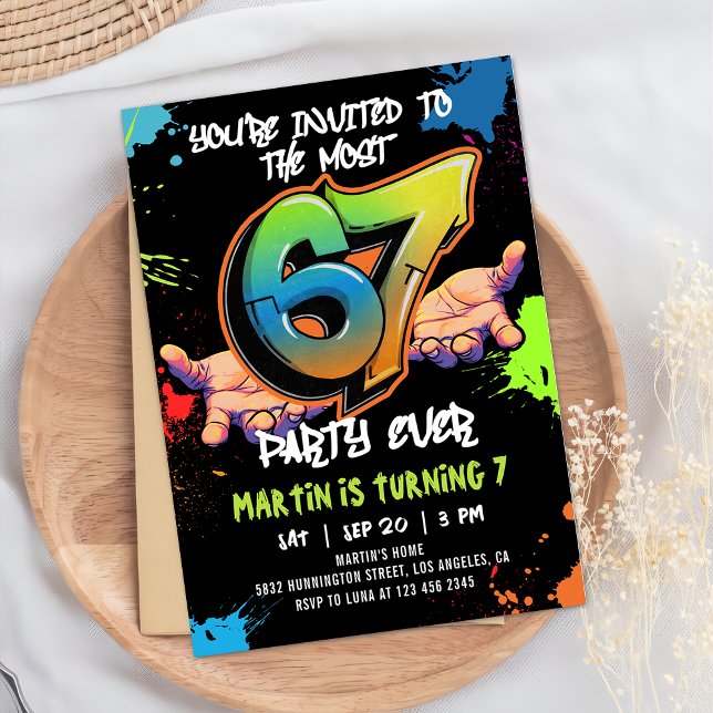 Invitación 6 7 Meme Graffiti Six Seven Birthday (Subido por el creador)