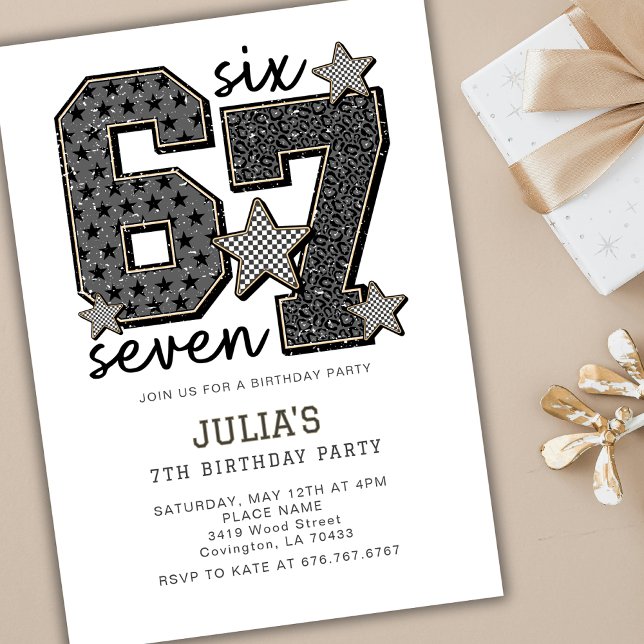 Invitación 6 7 Six Seven Meme Viral Girl Any Birthday Party  (Subido por el creador)