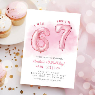 Invitación 6 7 Tendencia de Meme Cumpleaños de niña de seis s