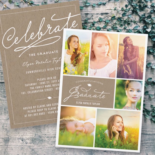 Invitación 6 Partido de Graduación de Papel Grad Kraft de Col (Subido por el creador)