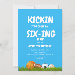 Invitación 6to cumpleaños de niño Kickin it Up Blue II