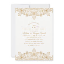 70º Aniversario de Boda Elegante Encaje Dorado