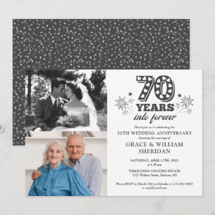 Invitación 70º Aniversario de Boda Para Siempre 2 Fotos