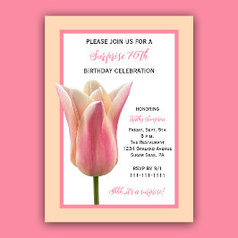 Invitación 70º Cumpleaños Sorpresa Fiesta Elegante Tulipán Ro