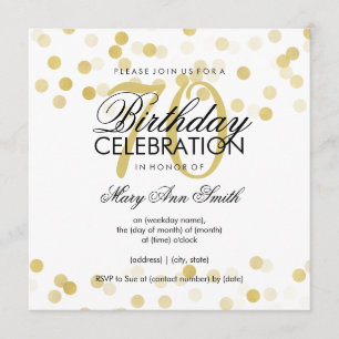 Invitación 70.ª festividad Relieve metalizado dorado Faux Pur