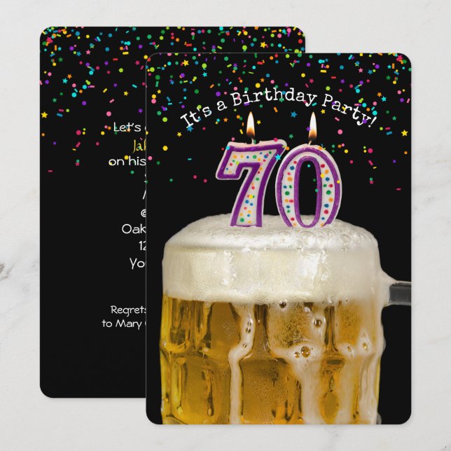 Invitación 70.ª Fiesta de Cervezas de Cumpleaños (Anverso / Reverso)