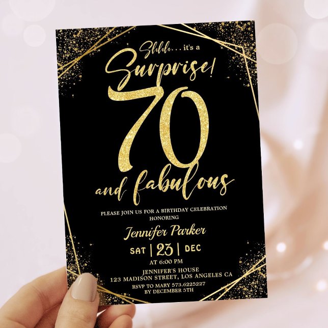 Invitación 70.ª Fiesta de Cumpleaños 70 Fabuloso Purpurina de (Subido por el creador)