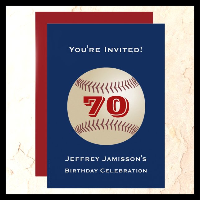 Invitación 70.ª fiesta de cumpleaños, béisbol, rojo y azul, n (Subido por el creador)