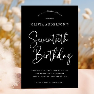 Invitación 70.ª fiesta de cumpleaños Blanco sobre la tipogr