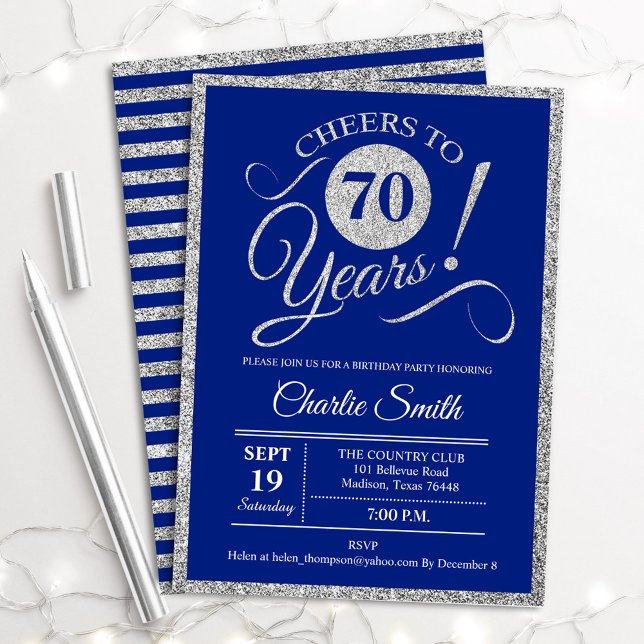 Invitación 70.ª fiesta de cumpleaños - CUALQUIER EDAD Plata A (Subido por el creador)