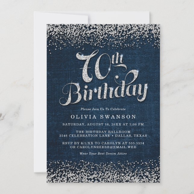 Invitación 70.ª fiesta de cumpleaños de Denim & Diamonds (Anverso)
