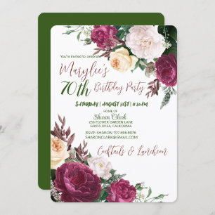 Invitación 70.ª fiesta de cumpleaños Diseño Floral Invitat