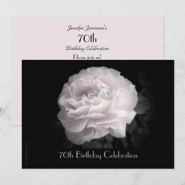 Invitación 70.ª fiesta de cumpleaños Floral rosa pálido (Anverso / Reverso)