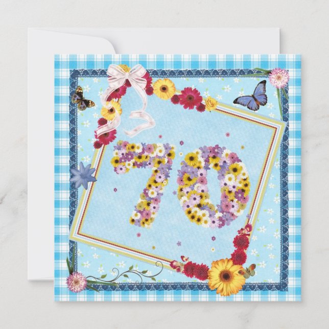 Invitación 70.ª fiesta de cumpleaños Flores de invitación, ma (Anverso)