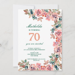 Invitación 70.ª fiesta de cumpleaños flores pastel coloridas