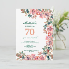 Invitación 70.ª fiesta de cumpleaños flores pastel coloridas