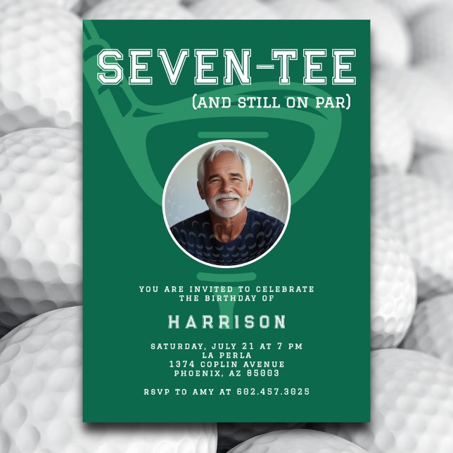 Invitación 70.ª Fiesta de Cumpleaños Foto Verde Golf Moderno (Subido por el creador)