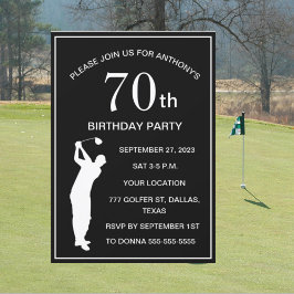 Invitación 70.ª fiesta de cumpleaños Golf Black Par Dad Golf