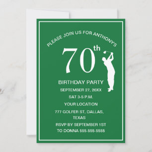 Invitación 70.ª fiesta de cumpleaños Golf Green Par Dad Golf