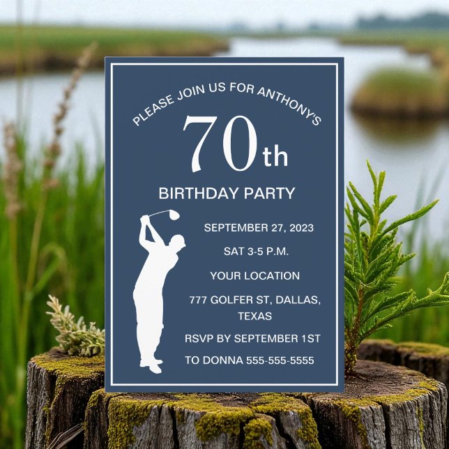 Invitación 70.ª Fiesta de Cumpleaños Golf Marina Blue Par Dad (Subido por el creador)