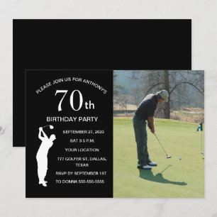 Invitación 70.ª fiesta de cumpleaños Golfer Black Par Golf Ph