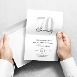 Invitación 70.ª fiesta de cumpleaños Moda elegante blanco y n